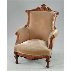 VICTORIAN EASTLAKE WALNUT ARMCHAIR.
