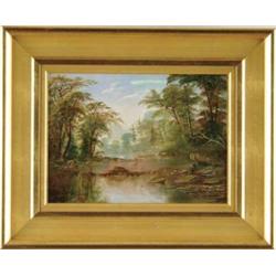 DANIEL CHARLES GROSE (American, 1865-1890) DUCK HUNTER IN LANDSCAPE.