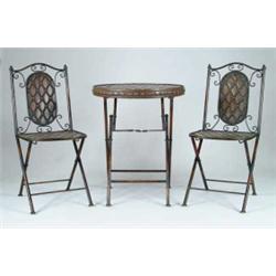 ART DECO STYLE BRONZE FINISHED BISTRO SET.