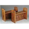 Image 1 : PAIR OF GOTHIC REVIVAL OAK BENCHES.