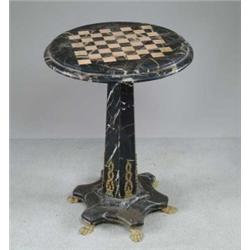 FINE MARBLE CHECKERBOARD STAND.