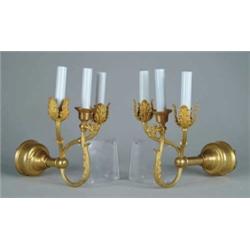 PAIR OF BRASS/ ORMOLU WALL FIXTURES.