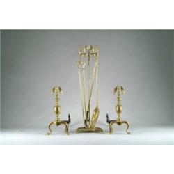 FEDERAL STYLE EAGLE TOP ANDIRONS AND TOOL SET.