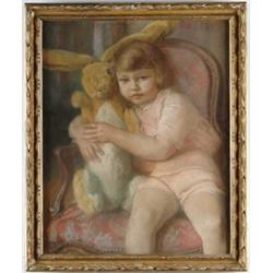 LAURA DAWES GREGORY (American, 20th Century) WITH HER VELVETEEN RABBIT.