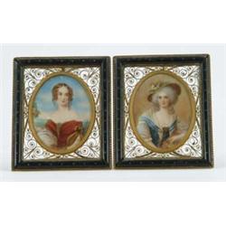PAIR OF MINIATURE PORTRAITS OF LADIES.