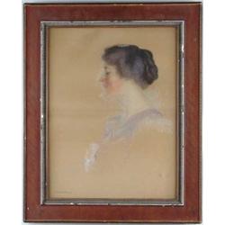 ELIZABETH STEVENS (American, 19th Century) PORTRAIT OF A WOMAN.