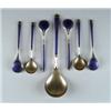 Image 1 : SEVEN PIECE ENAMELED AND STERLING BERRY SPOON SET.
