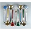 Image 1 : LOT OF EIGHT ENAMELED STERLING SPOONS.