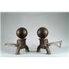 Image 1 : PAIR OF ARTS AND CRAFTS STYLE MASSIVE BALL TOP ANDIRONS.