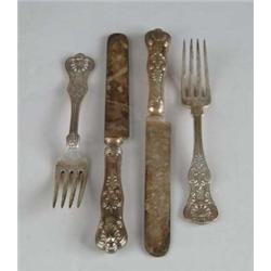 24-PIECE PARTIAL STERLING FLATWARE SERVICE “KING” PATTERN BY DOMINICK & HAFF.