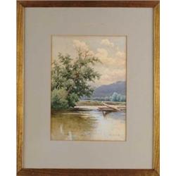 WILLIAM FREDERICK PASKELL (American, 1866-1951) “WILLOW REFLECTION”.