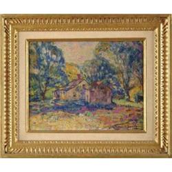 RICHARD SMITH DAGGY (American, 1892-1973) IMPRESSIONISTIC LANDSCAPE WITH HOUSE.