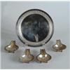 Image 1 : FOUR FOOTED STERLING SPOON RESTS & TIFFANY & CO. SILVER PLATED ROUND TRAY.