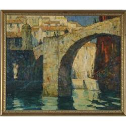 MALCOLM HUMPHREYS (American, 1894-) “BASQUE FISHING PORT ONDARROA, SPAIN”.