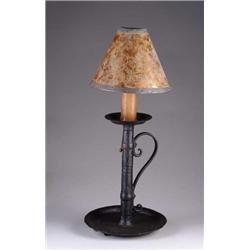 ARTS AND CRAFTS CANDLE LAMP WITH MICA SHADE.