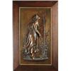 Image 1 : FRAMED BRONZE-COATED RELIEF OF WOMAN WITH FLOWERS.