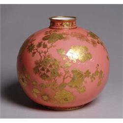 FINE ROYAL CROWN DERBY DECORATED VASE.