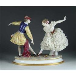 FINE PORCELAIN FIGURAL GROUP OF DANCERS.
