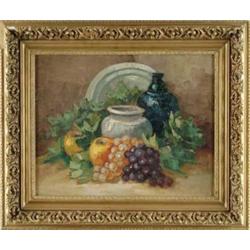 UNSIGNED (20th Century) STILL LIFE WITH FRUIT AND VASES.