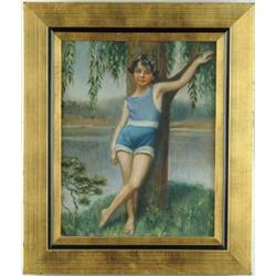 ATTRIBUTED TO JOHN FERGUSON WEIR (American, ) THE BATHER.