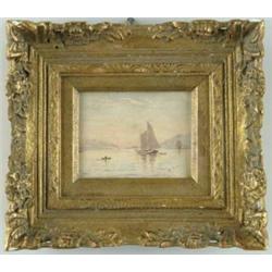 FREDERICK SCHILLER COZZENS (American, 1856-1928) SUNRISE OVER TRANQUIL BAY.