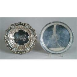 STERLING FANCY BOWL AND ROUND TRAY.