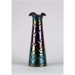 LOETZ STYLE THREADED IRIDESCENT VASE.