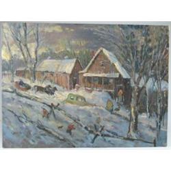 F.W. PROCTOR (American, 20th Century) AFTER THE SNOW.