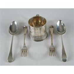 STERLING SILVER HANDLED CHILD’S CUP BY GORHAM.