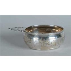 DECORATED CHILD’S STERLING PORRINGER.