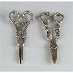 TWO SILVER PLATED GRAPE SHEARS.