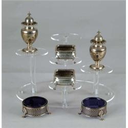 LOT OF SIX STERLING SALT AND PEPPERS.