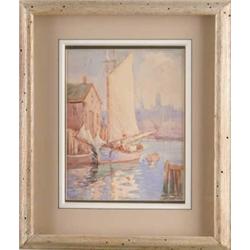 JOHN A COOK (American, 1870-1936) GLOUCESTER HARBOR.