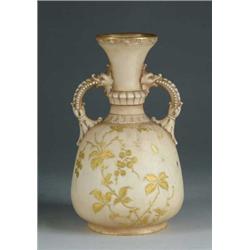 ROYAL WORCESTER-TYPE DOUBLE HANDLE VASE.
