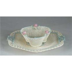 TWO PIECES OF BELEEK PORCELAIN.