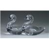 Image 1 : PAIR OF STEUBEN STYLE CRYSTAL SWANS.