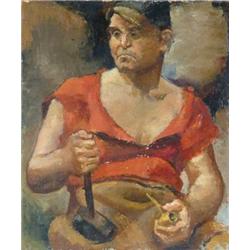 BENCKER (20th Century) DOUBLE SIDED MAN SLEEPING AND MAN WITH MALLET.