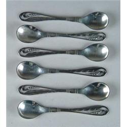 SET OF EIGHTEEN GEORGE JENSEN DEMITASSE SPOONS.