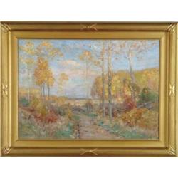 FRANK A. BARNEY (American, 1862-1954) FALL LANDSCAPE WITH ROAD.