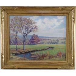 UNSIGNED BOSTON SCHOOL (American, Early 20th Century) NEW ENGLAND LANDSCAPE.
