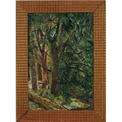 MINA FONDA OCHTMAN (American, 1862-1924) FIGURES IN WOODS WITH STREAM.