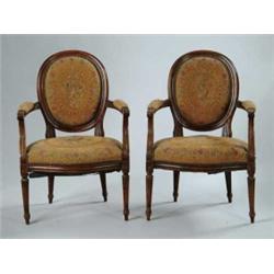 FINE PAIR OF NEEDLEWORK FRENCH ARMCHAIRS.