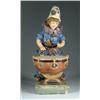 Image 1 : FINE POTTERY FIGURINE OF CLOWN WITH LARGE DRUM.