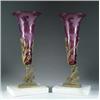 Image 1 : PAIR OF CUT AMETHYST GLASS EPERGNES IN FANCY FRAMES.