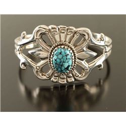 Turquoise & Silver Old Pawn Style Cuff