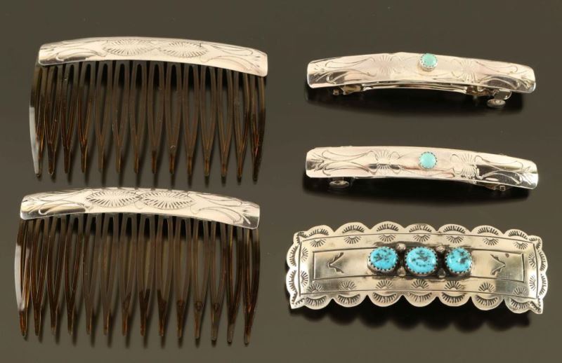 Lot Of 5 Sterling Silver Hair Accessories