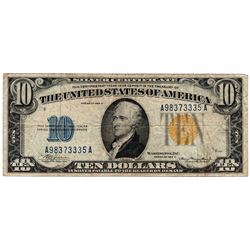 1934A $10 North Africa Emergency WWII Silver Certificate Note