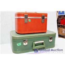 (2) Vintage Suitcases (Green/Orange)