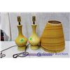 Image 3 : Retro Lamps (2) Yellow With Cloth Shades