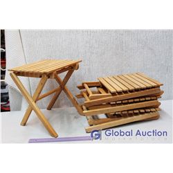 (4) Small Wooden Folding Tables (13.5"x 11.5" x 11.5")